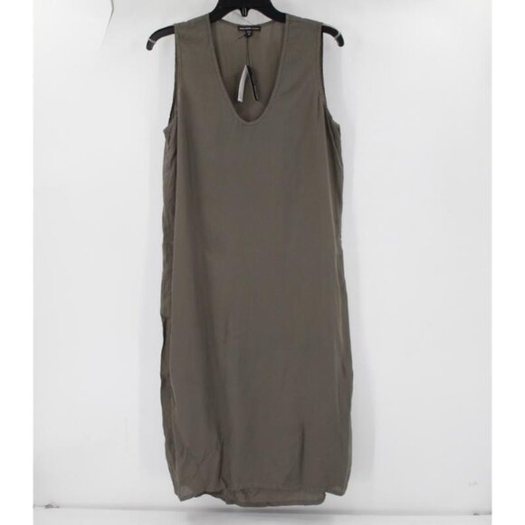 NWT Standard James Perse Tank Dress Womens 0 Cupro Sleeveless V Neck shift green - Picture 1 of 13